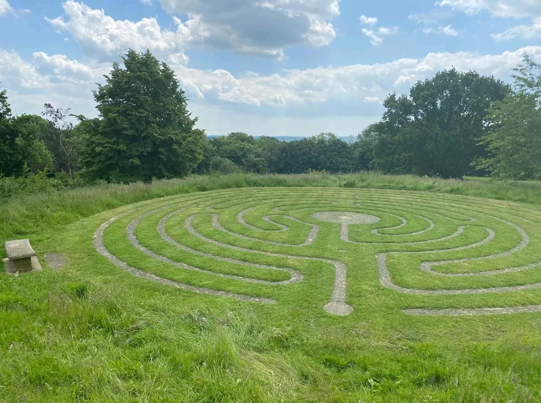 completed circular grass labyrinth